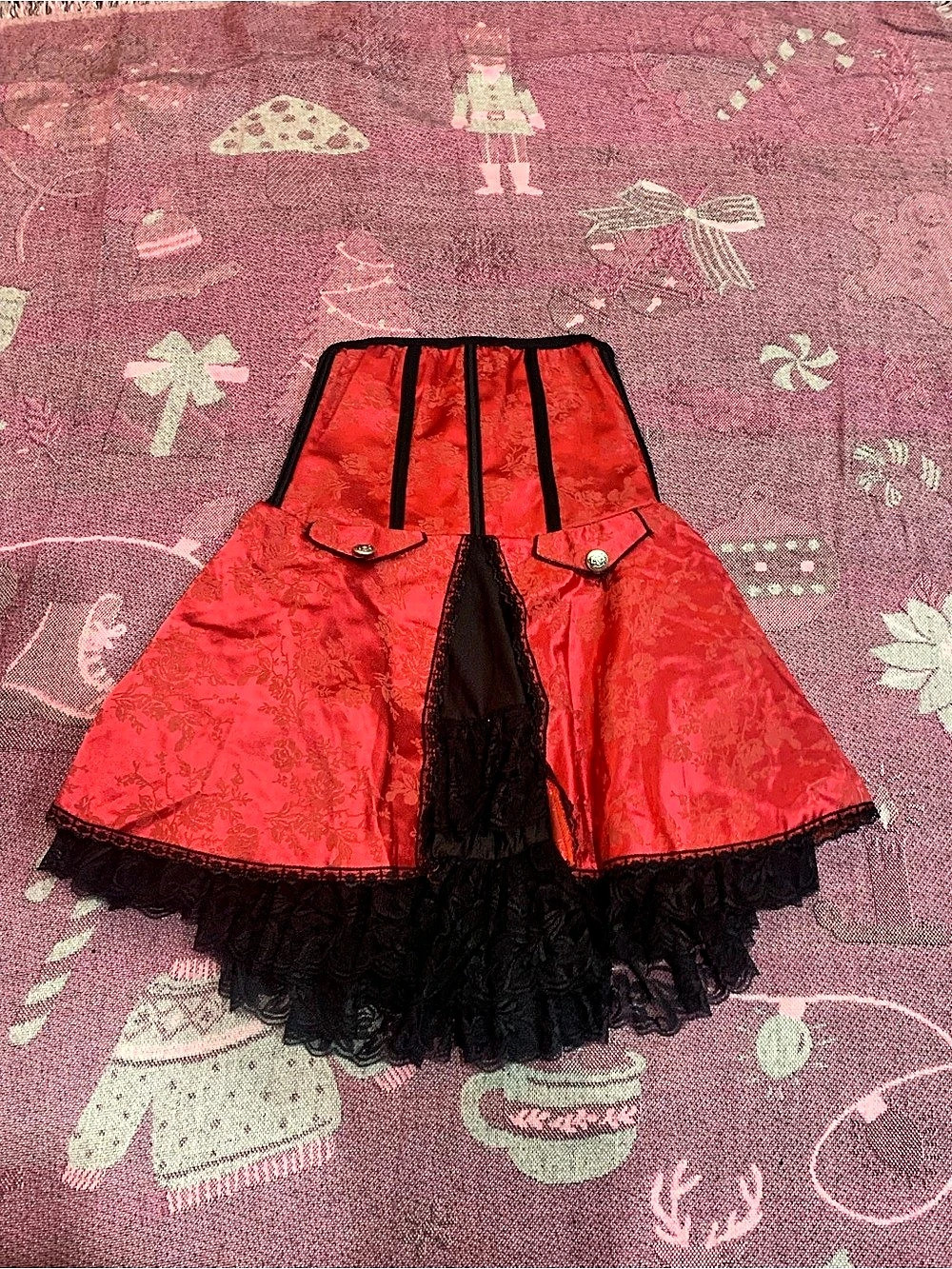 coquette Red & Black Floral Halloween Skirt Size Medium Like New